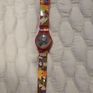 1998 Rugrats The Movie Angelica Themed Red Liquid Collectable Watch Vintage